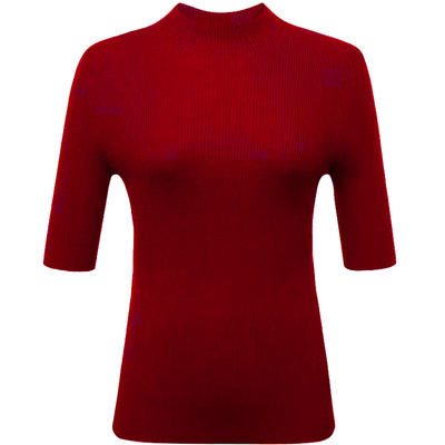 精纺绵羊毛半高领可机洗针织衫女