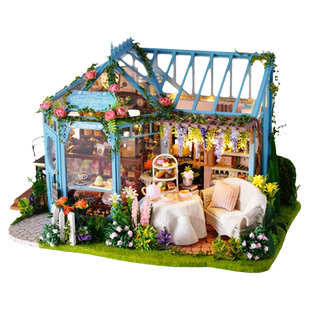 智趣屋diy小屋蔷薇庭园茶屋手工拼装木制玩具房子模型生日礼物女