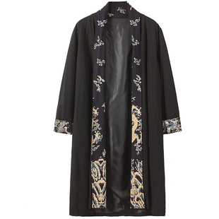 春冬浮世绘道袍中国风男装披风斗篷式古风男士中长款风衣外套汉服