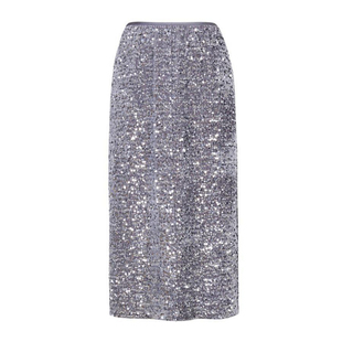 婉甸2025年冬季新品灰色珠片亮片绣长裙中H型半身裙1244K02JN1