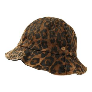 月球上的人秋冬新款豹纹水洗做旧渔夫帽子男女显脸小韩系复古盆帽