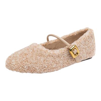 红蜻蜓一脚蹬毛毛鞋女冬季外穿2025新款小香风女鞋保暖棉鞋豆豆鞋