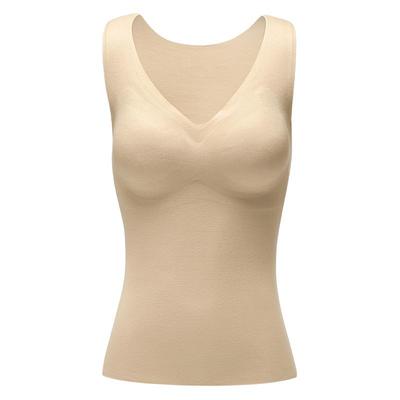 舒氧羊毛蚕丝带胸垫保暖背心