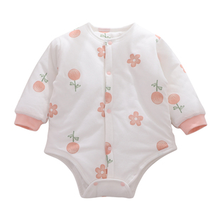 新生婴儿包屁衣纯棉秋冬款中厚棉男女宝宝无骨三角哈衣护肚连体衣