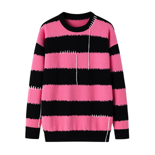 东京岁时记JK原创针织上衣女日系学院风可爱女生套头撞色条纹毛衣