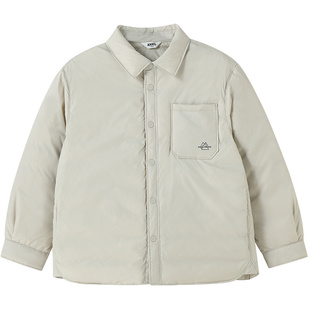 安奈儿童装男女童短款羽绒服2025冬新款衬衫式宽松轻薄三防保暖