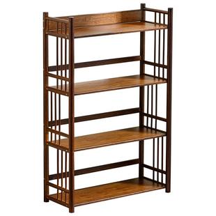 家用书架楠竹实木置物架边柜客厅书柜茶叶储物架飘窗中式博古架子