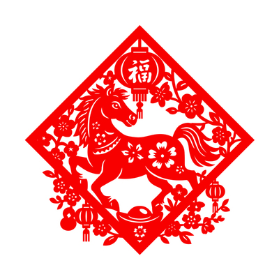 骏马迎福植绒布自带背胶