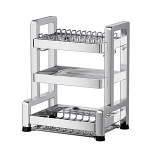 厨房不锈钢置物架台面碗碟沥水架家用调料架刀筷砧收纳架子碗盘架
