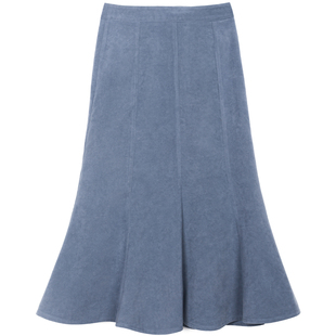 麂皮绒高腰半身裙春秋新款百搭法式气质中长裙修身显瘦包臀鱼尾裙