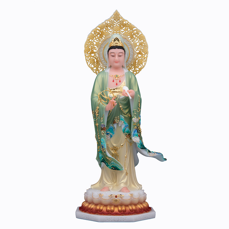 家用供奉西方三圣佛像玉石粉