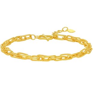 潮宏基环扣黄金手链足金手饰女时尚闪耀职场通勤情人节 计价 H