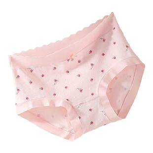 5条装纯棉内裤女印花精梳棉中腰无痕大码7A石墨烯全棉抗菌裆内裤