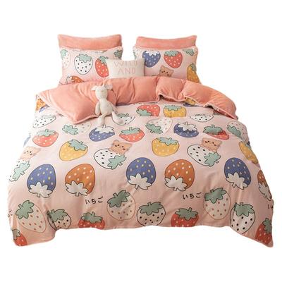 卡通纯棉加绒被套单件单面牛奶绒