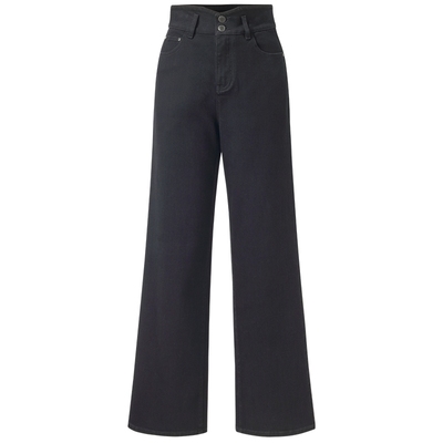 歌莉娅春季黑色牛仔裤高腰裤子女