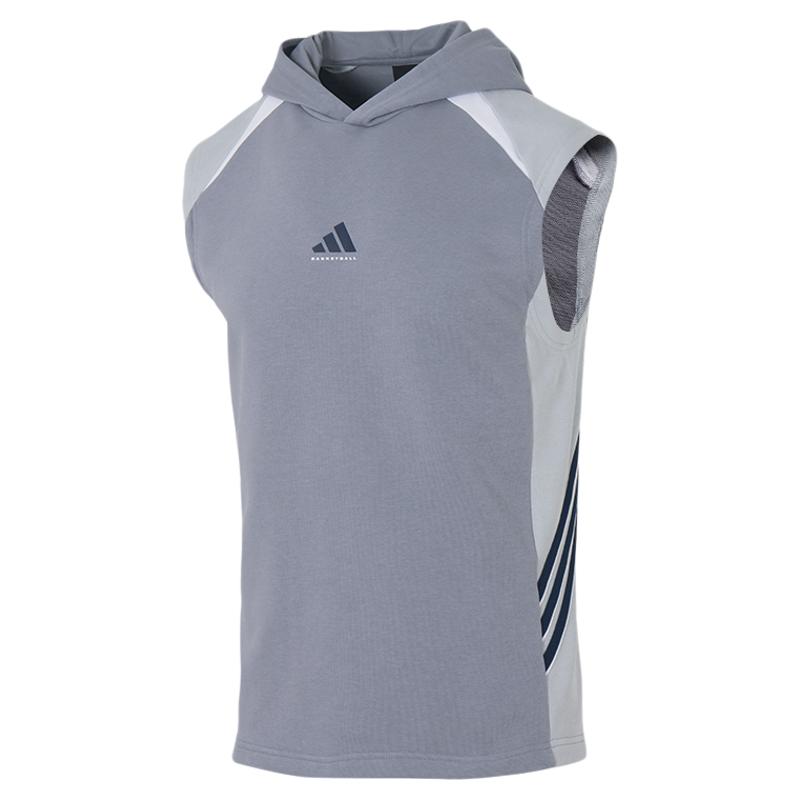 Adidas阿迪达斯男装2025秋篮球运动毛圈布连帽坎肩无袖背心KC2747