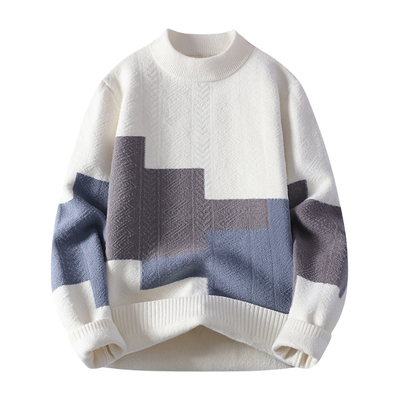 男士加绒加厚毛衣冬季半高领