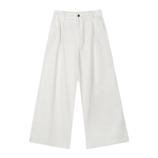 出逃赤岗西廓形立体裁剪白色阔腿裤垂感高级感直筒宽松休闲白裤子