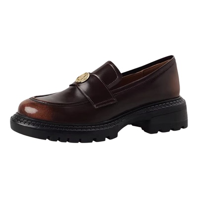 复古美拉德金币乐福鞋厚底单鞋女