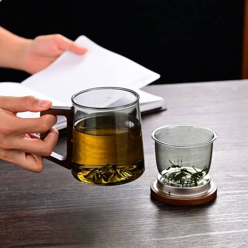 茶杯茶水分离玻璃泡茶杯杯分离杯水女士男泡茶办公室杯子高档喝茶