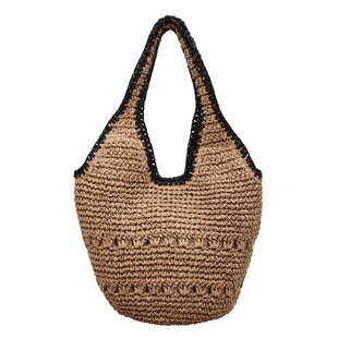 带内衬大容量手工编织草编包包女式海边度假通勤单肩包沙滩托特包