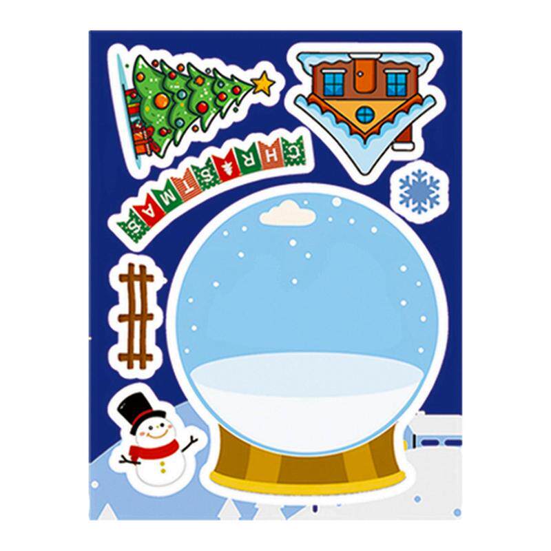 8张圣诞老人雪人麋鹿益智拼图贴