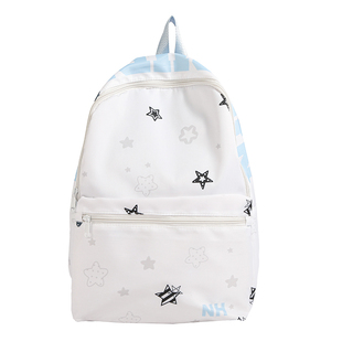 初中女生混的人书包蓝白星星双肩包女个性高中大容量轻便通勤背包