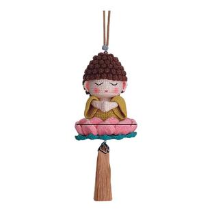 手工钩织毛线莲花佛陀挂件成品钩针自制佛陀莲花汽车装饰车挂礼物