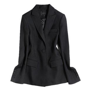 OFFIY-Max高质感公务员高级气质短款收腰黑色职业小西装外套女士