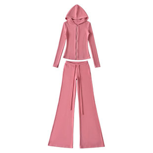 YoungGirlDay【王炸套装】吊带背心连帽拉链外套微喇休闲拖地长裤