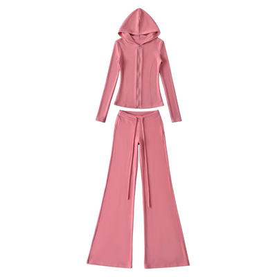 吊带背心+连帽开衫+休闲长裤套装