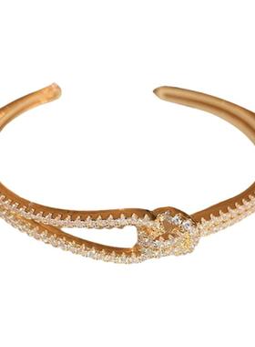 锆石几何交叉拼接开口手镯