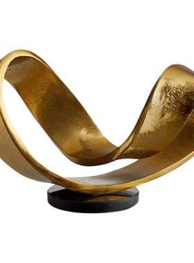 现代鎏金莫比乌斯环形抽象扭曲摆件创意电视柜装饰品展厅背景墙