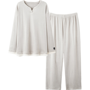 思莉太太男士睡衣冬季海岛绒薄绒秋冬青年珊瑚绒可外穿冬天家居服