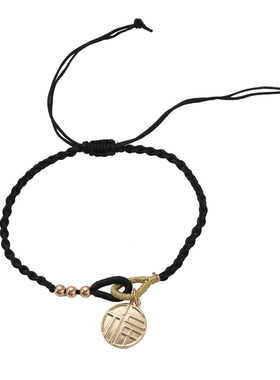 新款手链手工编织福字手链时尚福牌手链小众中国风新年款国风手镯