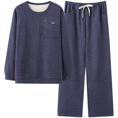 睡衣男款薄绒暖套装长袖秋冬德绒