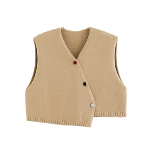 砚台家童装女童针织红色毛衣马甲背心秋冬季新款儿童开衫内搭坎肩