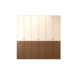 欧派轻定制衣柜 中古奶油风落地整体卧室衣柜衣帽间储物柜子定制