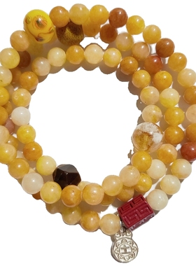 五行属土黄玉手链玉石珠子首饰