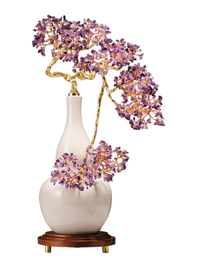 紫气东来紫水晶葫芦摆件客厅招财镇宅入户玄关电视柜装饰品高级感