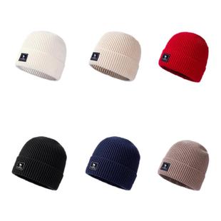 骆驼针织帽女秋冬纯色百搭保暖防风护耳雪山帽大头围冷帽毛线帽子