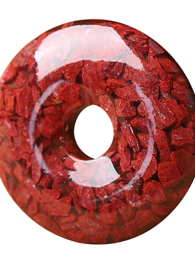 原矿朱砂晶体砂平安扣吊坠挂件