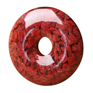 晶体砂原矿朱砂平安扣挂件diy项链吊坠女饰品本命年男手链串礼物