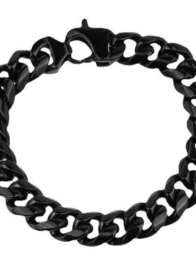 GRGR黑色钛钢古巴链手链