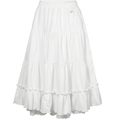 GUUKAHERO白色灯芯绒花边半身裙