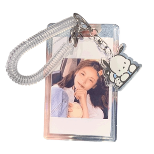 流汗小白熊狗狗无语蛙情侣透明卡套亚克力闺蜜挂件三寸拍立得照片相框核酸检测健康码爱豆小卡弹簧绳子证件卡