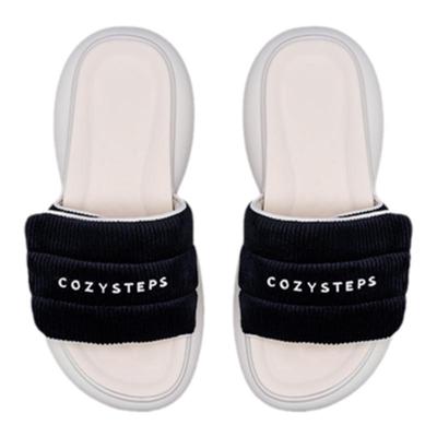 COZY STEPS可至春夏新款女士潮流一字拖甜美嘭嘭舒适厚底增高拖鞋