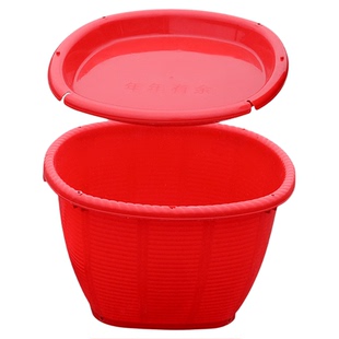 加厚塑料箩筐带盖水果筐蔬菜篮圆型大号周转筐服装仓储收纳胶框