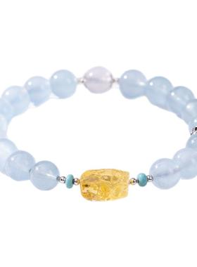 海蓝宝手串男士轻奢精致手链女款