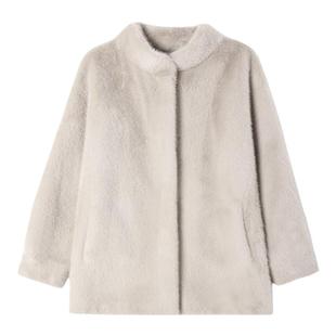 海宁皮草女款新款毛毛外套水貂绒女冬季中长款环保年轻妈妈装